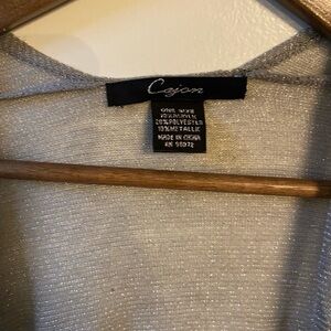 Cejon Shimmering Silver Sheer Top